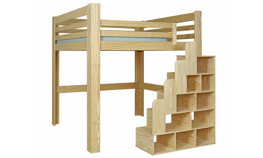 Mezzanine Palomar bois avec lot de 3 garde corps